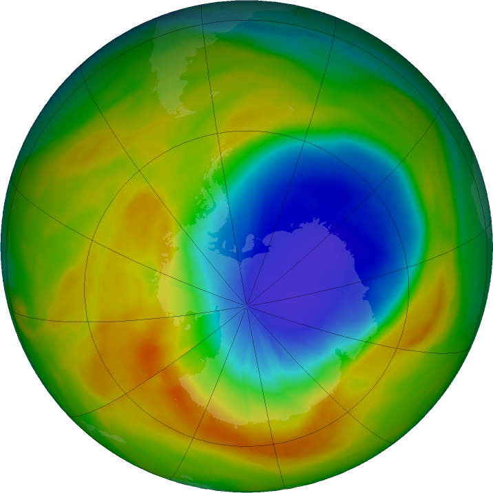Antarctic ozone map for 05 October 2019
